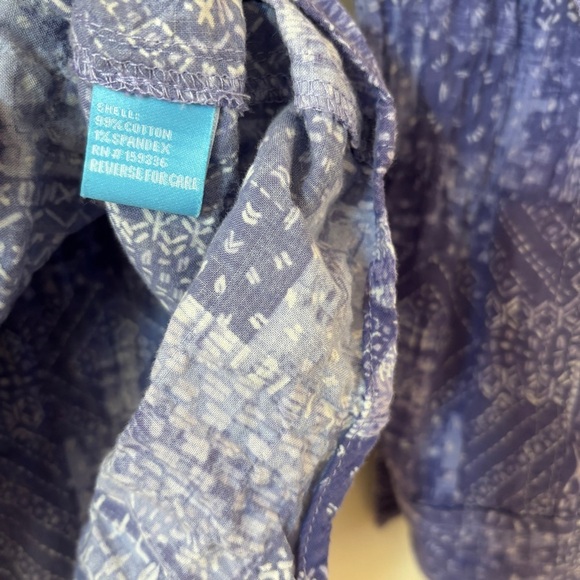 J. McLaughlin Lois Crinkle Shirt Size Medium Purple Patchwork‎ Quilted Button Up - Picture 6 of 13